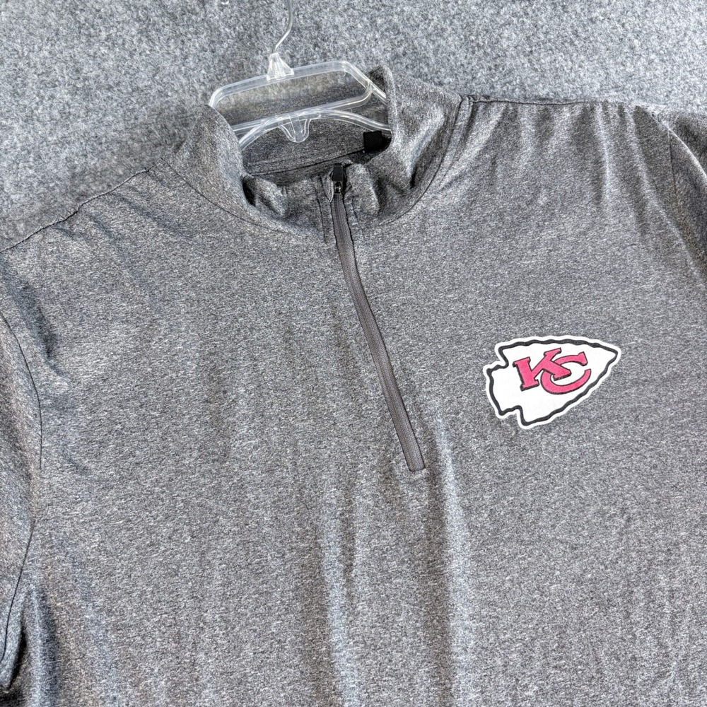 NFL Team Apparel Kansas City Chiefs Mens L Gray Quarter Zip Pullover Shirt